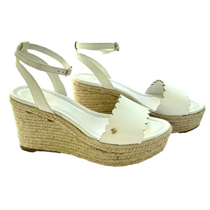 Kate Spade Taiya White Size 8 Scalloped Wedges Espadrilles EUC Beachy